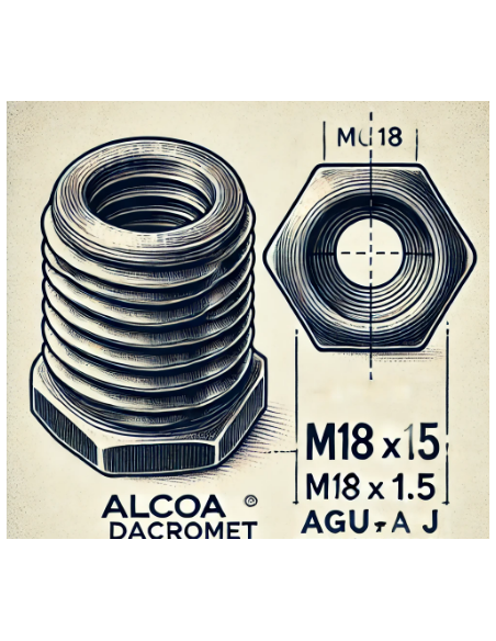 Tuerca Alcoa Dacromet M18 x 1.5 sin inserción para llantas de aluminio