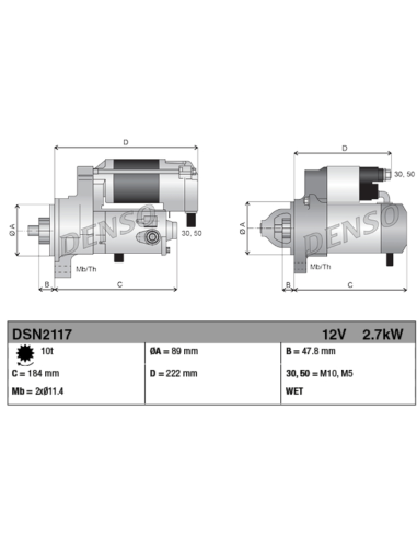 Motor Arranque Denso 2.7 kW - Nuevo y Potente para Camiones