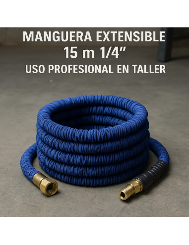 Manguera Extensible 15 m 1/4” - Uso Profesional en Taller