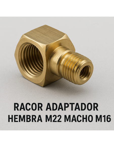 Racor adaptador hembra M22 a macho M16 - Conexión hidráulica eficiente