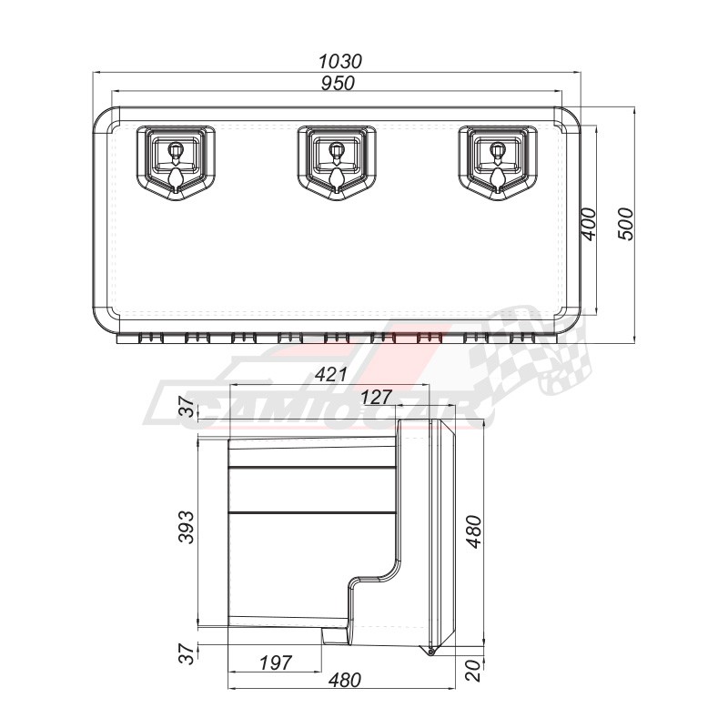Cajón de Plástico con Tres Cierres para Vehículos Industriales