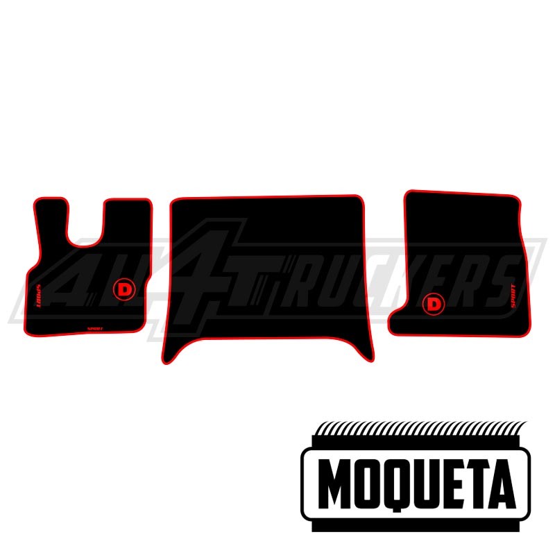 Iveco Hi-Way Cubremotor y alfombrillas planas negras y rojas