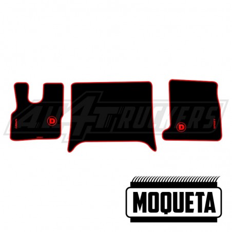 Set de Cubremotor y Alfombrillas Planas Negras y Rojas para Scania R (2009-2013)
