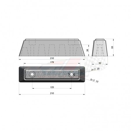 Tope goma 210x50x55mm