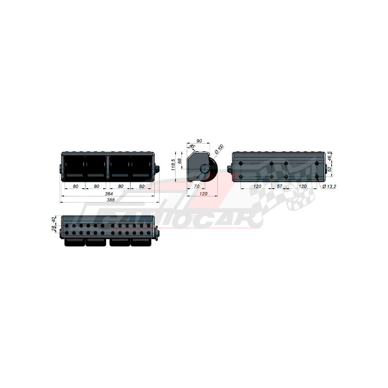 Tope trasero 4 rodillos horizontal