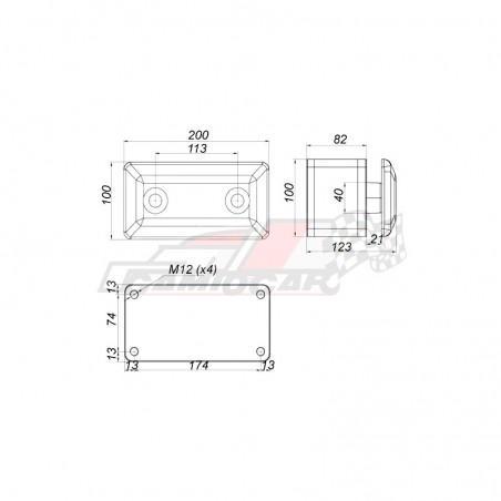 Tope paragolpes trasero 200x100x120mm