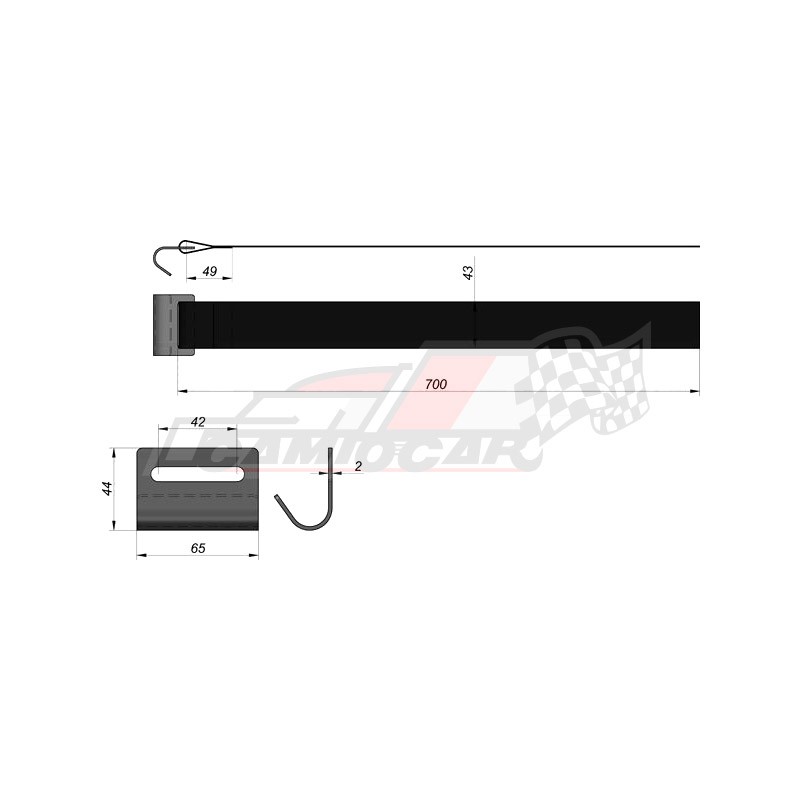 Cinta Cerrada con Gancho de 70cm para Tensado de Lonas en Remolques