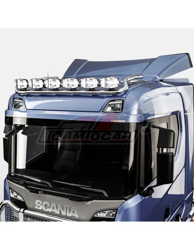 Barra corta doblada superior portafaros inoxidable | SCANIA S, New R, P, G