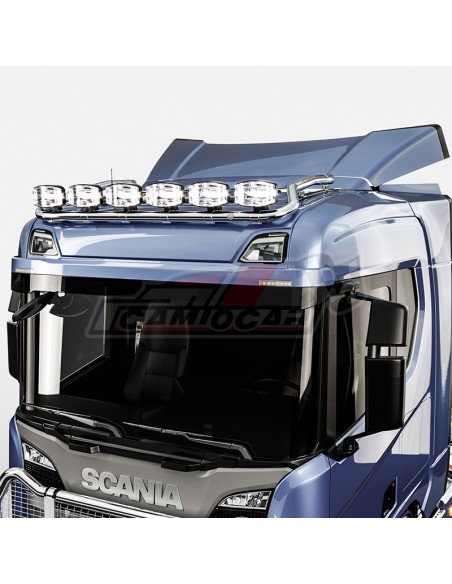 Barra corta doblada superior portafaros inoxidable | SCANIA S, New R, P, G