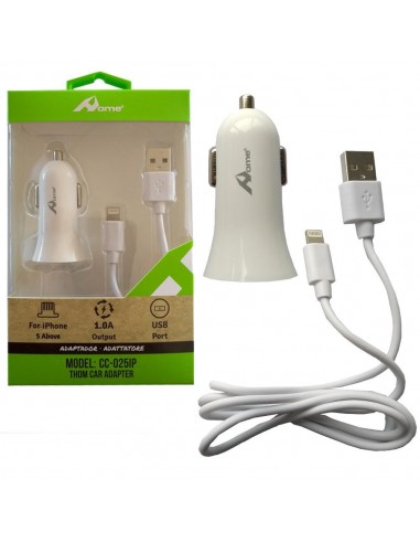 Cargador Coche USB 5V 1A + cable usb a lightning
